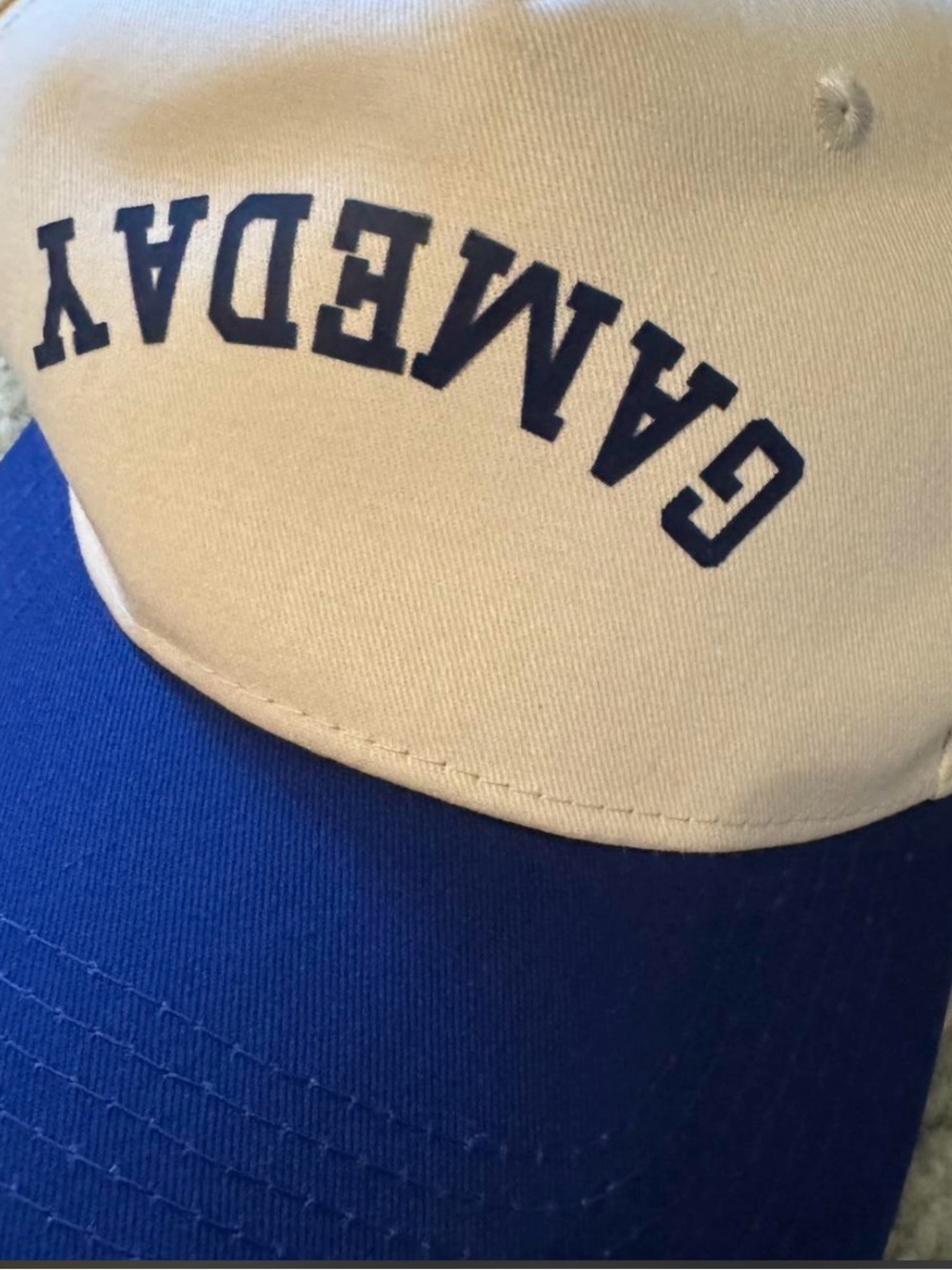 Gameday Beige and Blue Baseball Cap - Men/Women Accessories